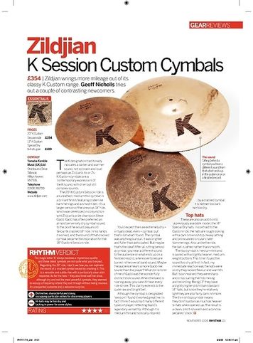 Rhythm Zildjian K Session Custom Cymbals Rhythm Zildjian K Session Custom Cymbals