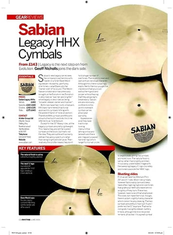 Rhythm Sabian Legacy HHX Cymbals Rhythm Sabian Legacy HHX Cymbals
