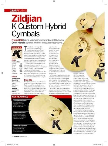 Rhythm Zildjian K Custom Hybrid Cymbals Rhythm Zildjian K Custom Hybrid Cymbals