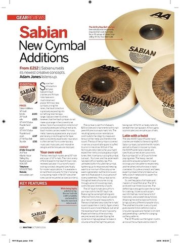 Rhythm Sabian New Cymbal Additions Rhythm Sabian New Cymbal Additions