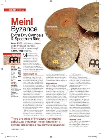 Rhythm Meinl Byzance Extra Dry Cymbals and Spectrum Ride Rhythm Meinl Byzance Extra Dry Cymbals and Spectrum Ride