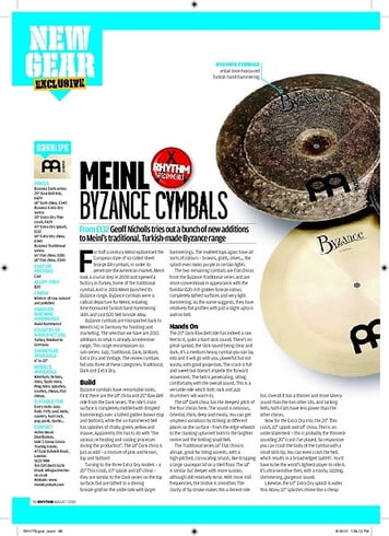 Rhythm MEINL BYZANCE CYMBALS Rhythm MEINL BYZANCE CYMBALS
