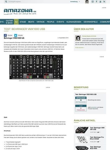 Amazona.de Test: Behringer VMX1000 USB Amazona.de Test: Behringer VMX1000 USB