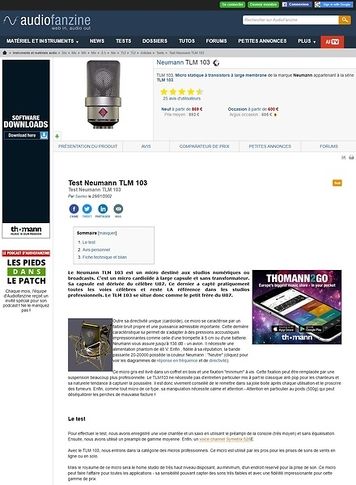 Audiofanzine.com Neumann TLM 103 Audiofanzine.com Neumann TLM 103