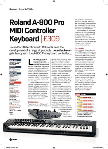 Future Music Roland A-800 Pro MIDI Controller Keyboard Future Music Roland A-800 Pro MIDI Controller Keyboard
