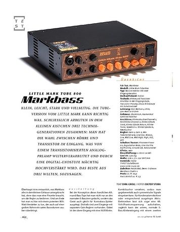 Gitarre & Bass Markbass Little Mark Tube 800, Basstop Gitarre & Bass Markbass Little Mark Tube 800, Basstop