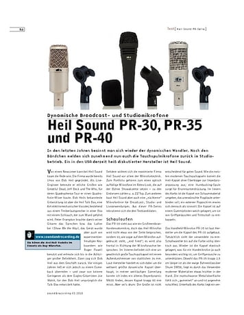 Sound & Recording Heil Sound PR-30, PR-35 und PR-40 Sound & Recording Heil Sound PR-30, PR-35 und PR-40