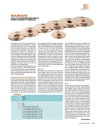 Sticks Sabian AAX X-Plosion Fast Crash & Splash Cymbals Sticks Sabian AAX X-Plosion Fast Crash & Splash Cymbals