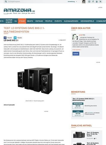 Amazona.de Test: LD Systems DAVE 8XS 2.1-Multimediasystem Amazona.de Test: LD Systems DAVE 8XS 2.1-Multimediasystem