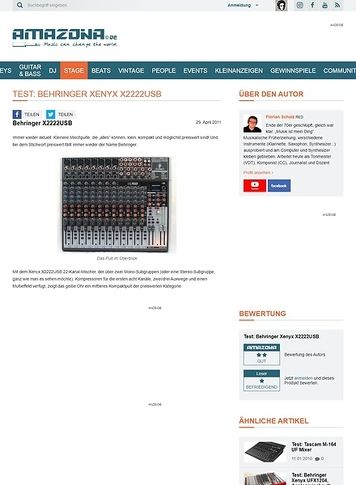 Amazona.de Test: Behringer Xenyx X2222USB Amazona.de Test: Behringer Xenyx X2222USB