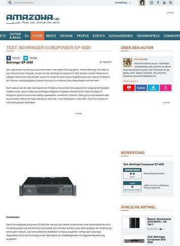 Amazona.de Test: Behringer Europower EP 4000 Amazona.de Test: Behringer Europower EP 4000