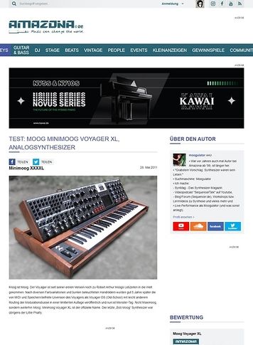 Amazona.de Test: Moog Voyager XL, Teilmodularer Analog Synthesizer Amazona.de Test: Moog Voyager XL, Teilmodularer Analog Synthesizer