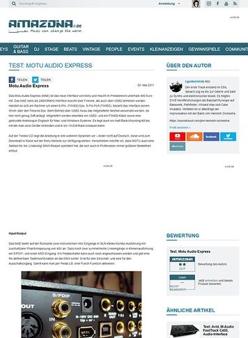 Amazona.de Test: Motu Audio Express Amazona.de Test: Motu Audio Express