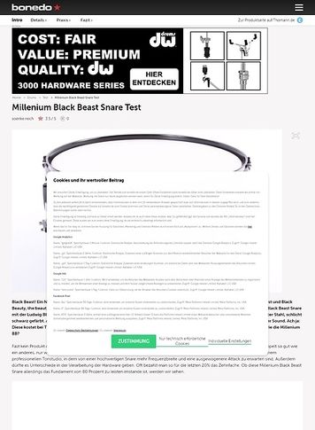 Bonedo.de Millenium Black Beast Snare Bonedo.de Millenium Black Beast Snare