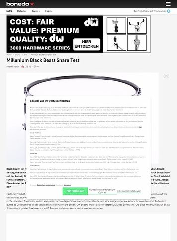 Bonedo.de Millenium Black Beast Snare Bonedo.de Millenium Black Beast Snare