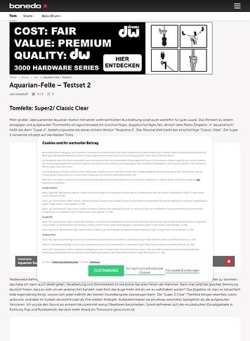 Bonedo.de Aquarian-Felle Testset 2 Bonedo.de Aquarian-Felle Testset 2