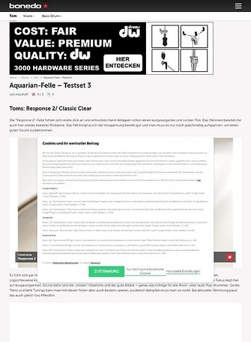 Bonedo.de Aquarian-Felle Testset 3 Bonedo.de Aquarian-Felle Testset 3
