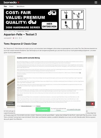 Bonedo.de Aquarian-Felle Testset 3 Bonedo.de Aquarian-Felle Testset 3