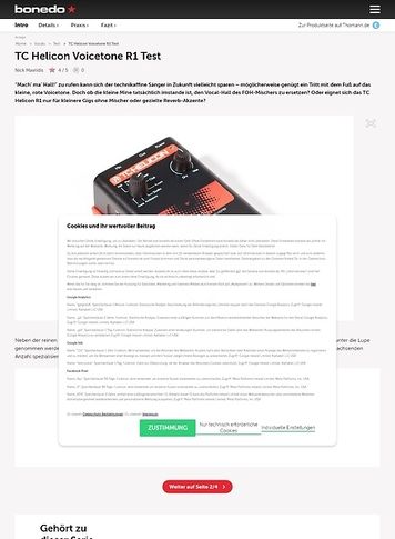 Bonedo.de TC Helicon Voicetone R1 Bonedo.de TC Helicon Voicetone R1