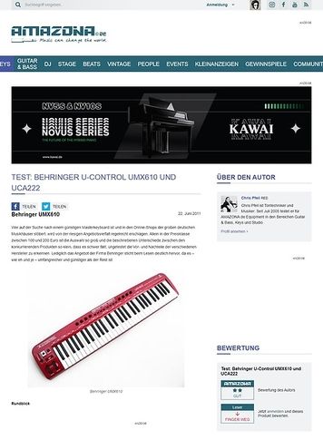 Amazona.de Test: Behringer U-Control UMX610 und UCA222 Amazona.de Test: Behringer U-Control UMX610 und UCA222