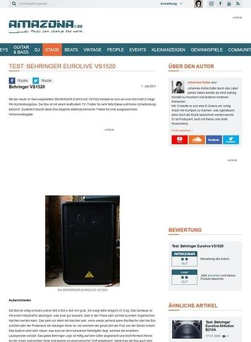Amazona.de Test: Behringer Eurolive VS1520 Amazona.de Test: Behringer Eurolive VS1520
