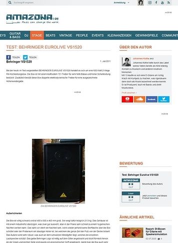 Amazona.de Test: Behringer Eurolive VS1520 Amazona.de Test: Behringer Eurolive VS1520