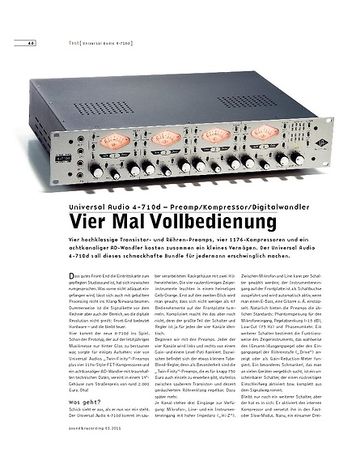 Sound & Recording Universal Audio 4-710d – Preamp/Kompressor/Digitalwandler Sound & Recording Universal Audio 4-710d – Preamp/Kompressor/Digitalwandler