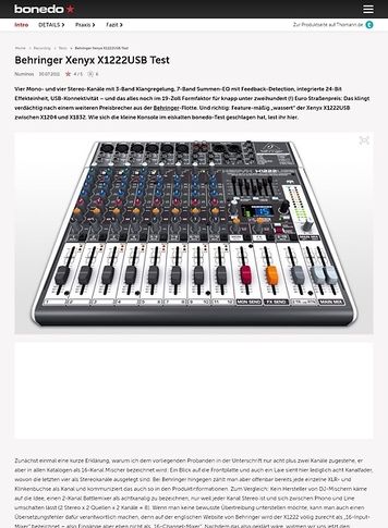 Bonedo.de Behringer Xenyx X1222USB Bonedo.de Behringer Xenyx X1222USB