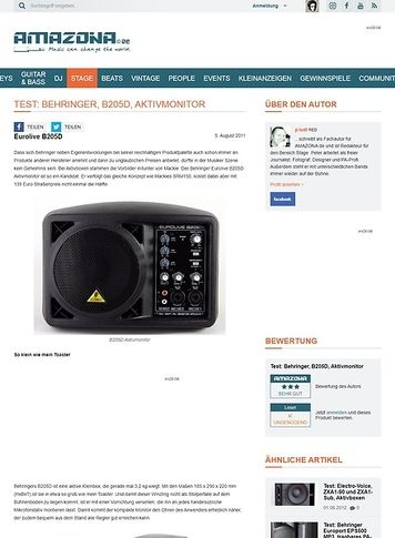 Amazona.de Test: Behringer, B205D, Aktivmonitor Amazona.de Test: Behringer, B205D, Aktivmonitor
