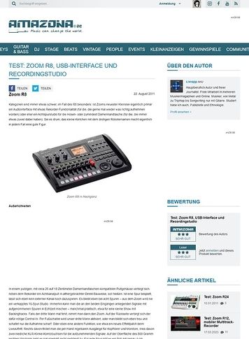 Amazona.de Test: Zoom R8, USB-Interface und Recordingstudio Amazona.de Test: Zoom R8, USB-Interface und Recordingstudio