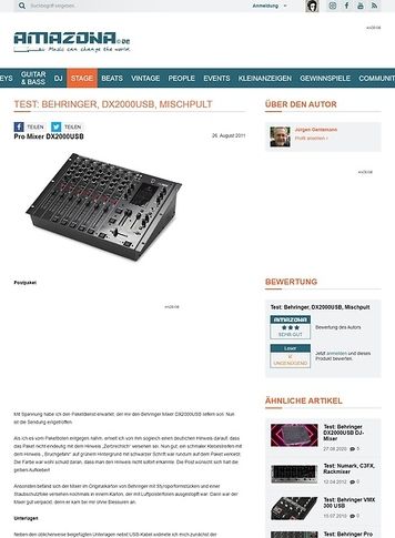 Amazona.de Test: Behringer, DX2000USB, Mischpult Amazona.de Test: Behringer, DX2000USB, Mischpult