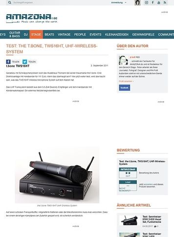 Amazona.de Test: the t.bone, TWS16HT, UHF-Wireless-System Amazona.de Test: the t.bone, TWS16HT, UHF-Wireless-System