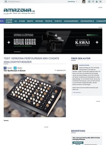 Amazona.de Test: Vermona, PerFourMer MKII, Analog-Synthesizer Amazona.de Test: Vermona, PerFourMer MKII, Analog-Synthesizer