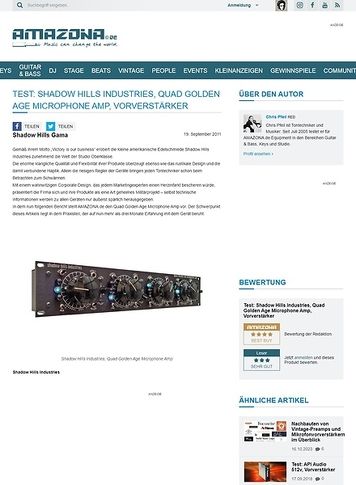 Amazona.de Test: Shadow Hills Industries, Quad Golden Age Microphone Amp, Vorverstärker Amazona.de Test: Shadow Hills Industries, Quad Golden Age Microphone Amp, Vorverstärker