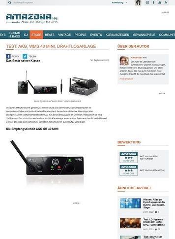 Amazona.de Test: AKG, WMS 40 MINI, Vocal Set und Instrumental Set, Drahtlossysteme Amazona.de Test: AKG, WMS 40 MINI, Vocal Set und Instrumental Set, Drahtlossysteme