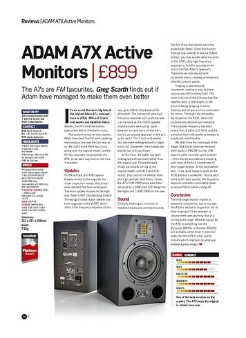 Future Music ADAM A7X Active Monitors Future Music ADAM A7X Active Monitors