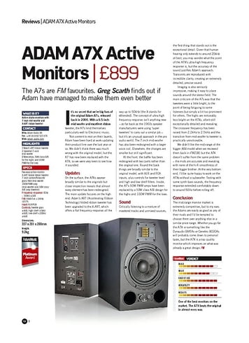 Future Music ADAM A7X Active Monitors Future Music ADAM A7X Active Monitors