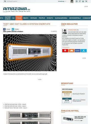 Amazona.de Test: QSC GX7, Endstufe Amazona.de Test: QSC GX7, Endstufe