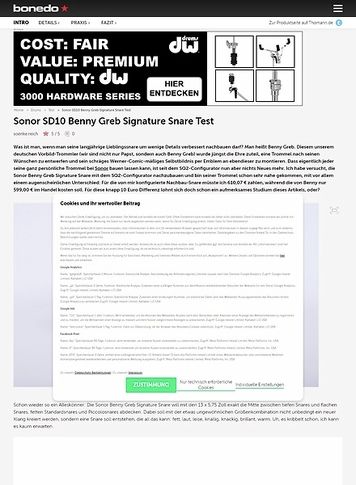 Bonedo.de Sonor SD10 Benny Greb Signature Snare Bonedo.de Sonor SD10 Benny Greb Signature Snare
