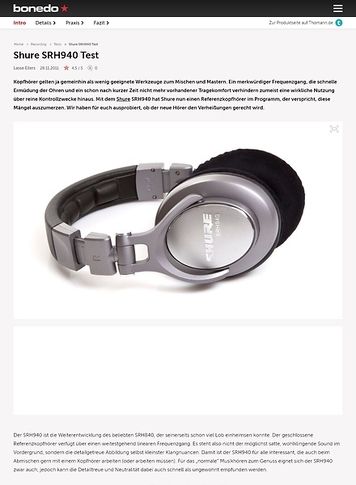 Bonedo.de Shure SRH940 Bonedo.de Shure SRH940