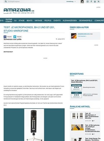 Amazona.de Test: JZ Microphones, BH-2 und BT-201, Studio Mikrofone Amazona.de Test: JZ Microphones, BH-2 und BT-201, Studio Mikrofone