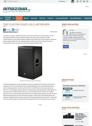 Amazona.de Test: Electro-Voice, Live X, Aktivboxen Amazona.de Test: Electro-Voice, Live X, Aktivboxen