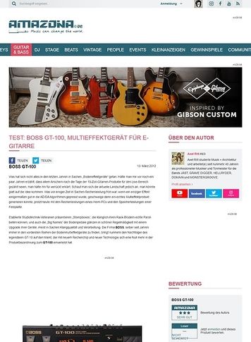 Amazona.de Test: BOSS GT-100, Multieffektgerät für E-Gitarre Amazona.de Test: BOSS GT-100, Multieffektgerät für E-Gitarre
