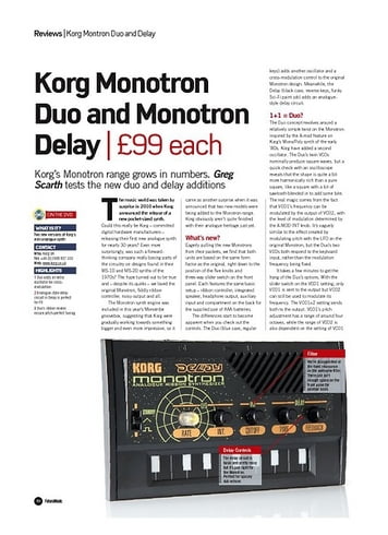 Future Music Korg Monotron Duo Future Music Korg Monotron Duo