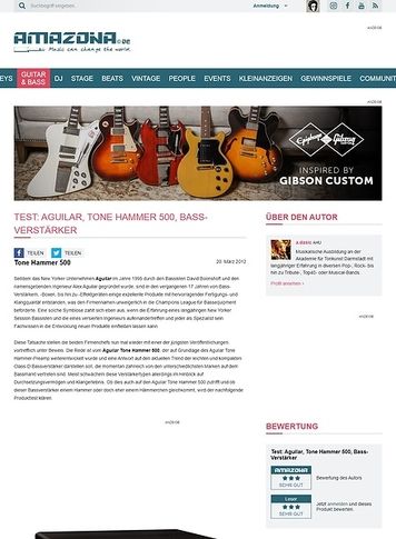 Amazona.de Test: Aguilar, Tone Hammer 500, Bass-Verstärker Amazona.de Test: Aguilar, Tone Hammer 500, Bass-Verstärker