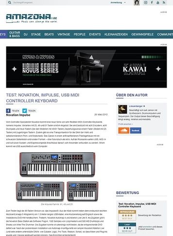 Amazona.de Test: Novation, Impulse, USB MIDI Controller Keyboard Amazona.de Test: Novation, Impulse, USB MIDI Controller Keyboard
