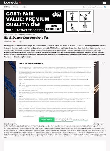 Bonedo.de Black Swamp Snareteppiche Bonedo.de Black Swamp Snareteppiche