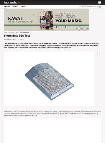 Bonedo.de Shure Beta 91A Bonedo.de Shure Beta 91A