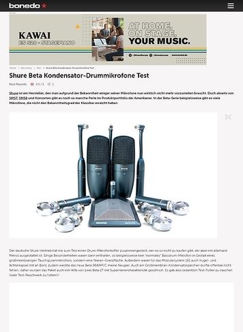 Bonedo.de Shure Beta Kondensator-Drummikrofone Bonedo.de Shure Beta Kondensator-Drummikrofone