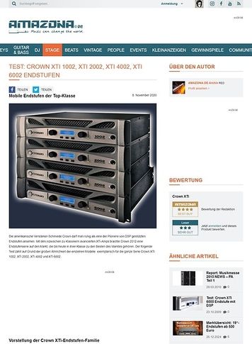 Amazona.de Test: Crown, XTi 4002, Amplifier mit DSP Amazona.de Test: Crown, XTi 4002, Amplifier mit DSP